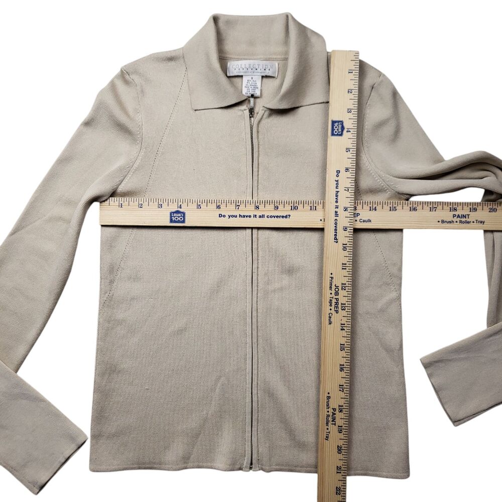Vtg Collection Fifty Nine Silk Zip Cardigan Sweater Small Collared Y2K Preppy - Picture 5 of 11